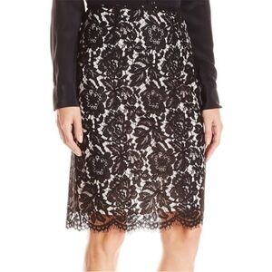 Vince Camuto,  Victorian Blush Black floral Lace skirt NWT
